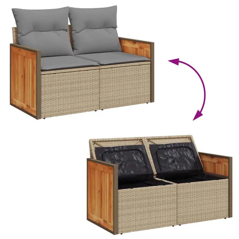 Tuinset in beige materiaal met gepoedercoat staal en comfortabele afmetingen - Tuinsets