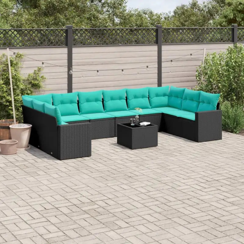 Tuinset in zwart materiaal met gepoedercoat staal en afmetingen - Zwart en blauw / Met tafel - Tuinsets