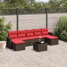 Tuinset in zwart materiaal met gepoedercoat staal en perfecte afmetingen - Bruin en rood / Met tafel - Tuinsets