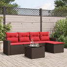 Tuinset met bruin materiaal en gepoedercoat staal afmetingen - Bruin en rood / Met tafel - Tuinsets
