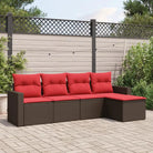 Tuinset met bruin materiaal en gepoedercoat staal afmetingen - Bruin en rood / Zonder tafel - Tuinsets