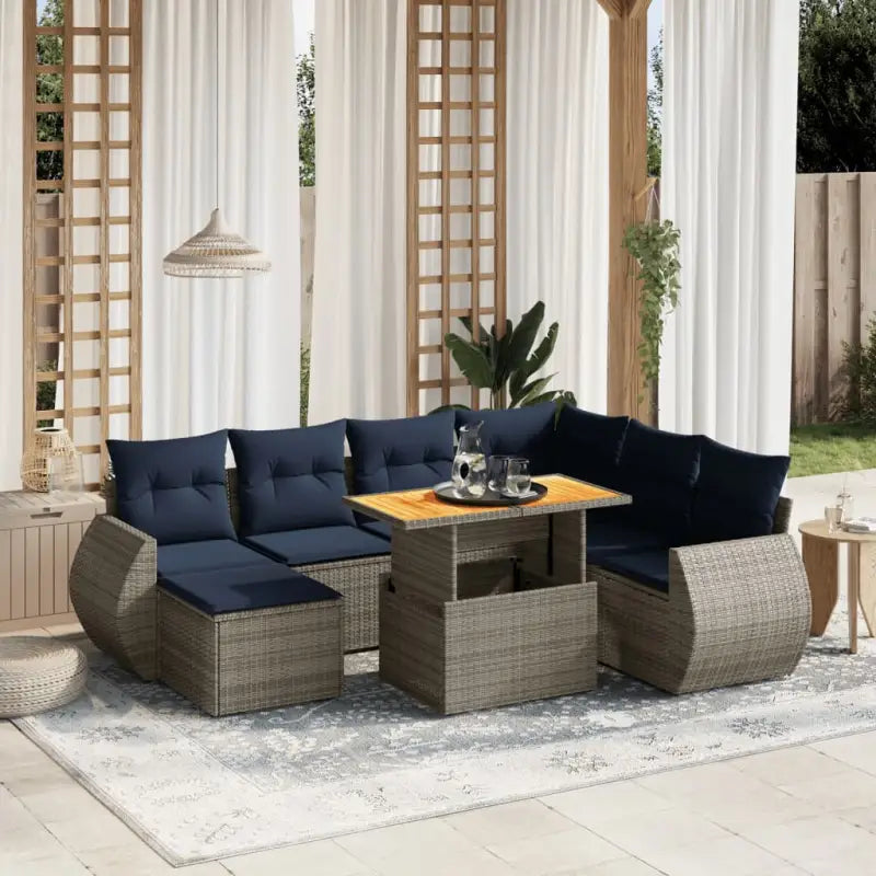 Tuinset met grijs materiaal en gepoedercoat staal voor comfortabel buitengebruik - Grijs / 3x midden + Tafel + hoek