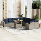 Tuinset met grijs materiaal en gepoedercoat staal voor terrasplezier - grijs en marineblauw / 6x midden + 2x hoek + 2x