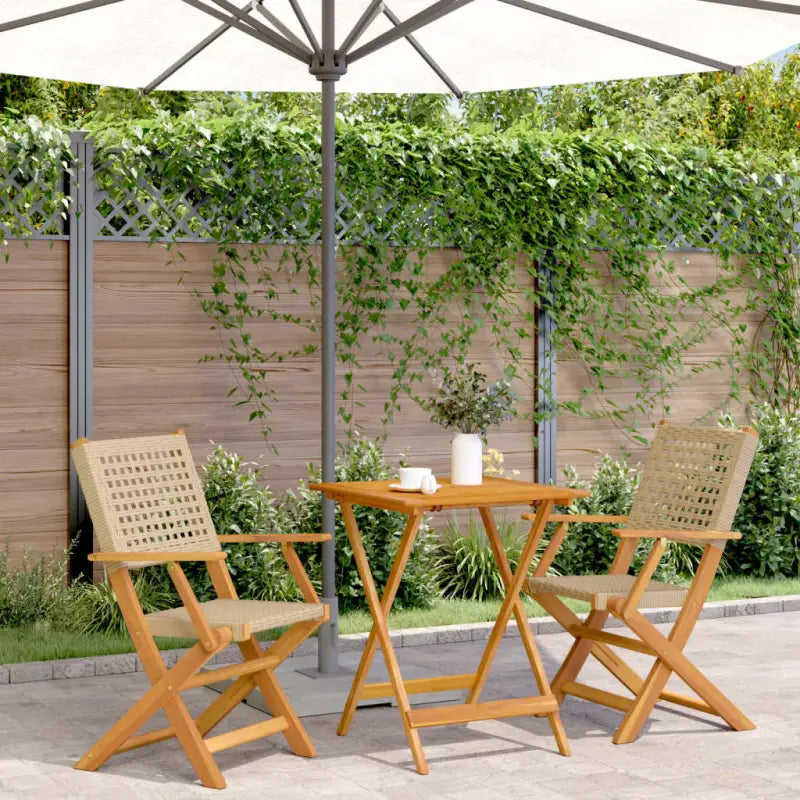Tuinset met massief acaciahout en poly rattan voor gezellige buitenruimte - Beige / 60 x 60 x 75 cm - Tuinsets