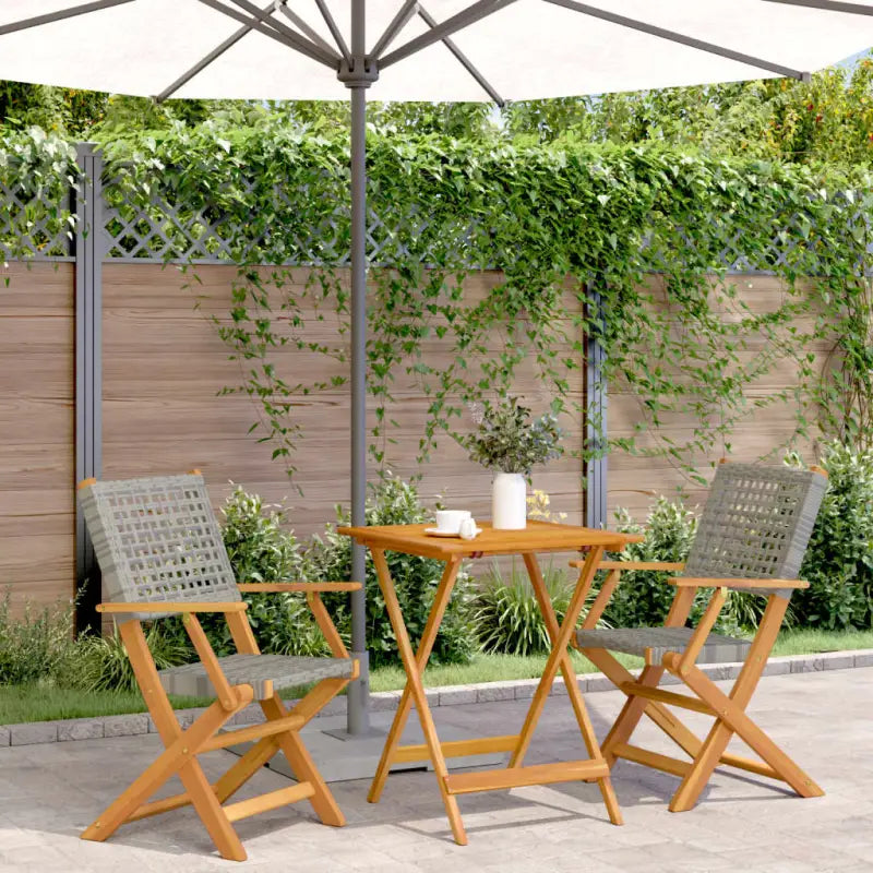 Tuinset met massief acaciahout en poly rattan voor gezellige buitenruimte - Grijs / 60 x 60 x 75 cm - Tuinsets