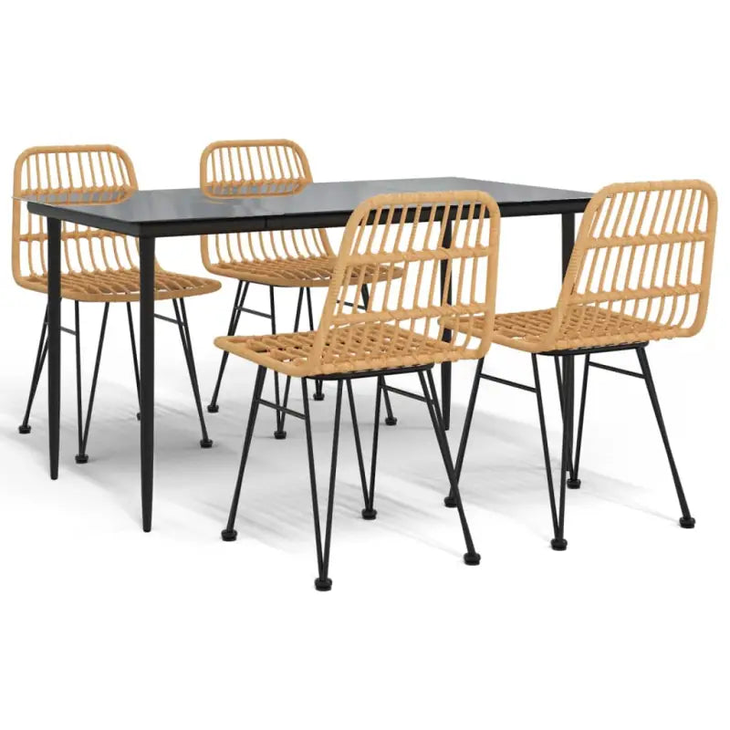 Tuinset met poly rattan en gehard glas voor eenvoudig schoonmaken - Tuinsets