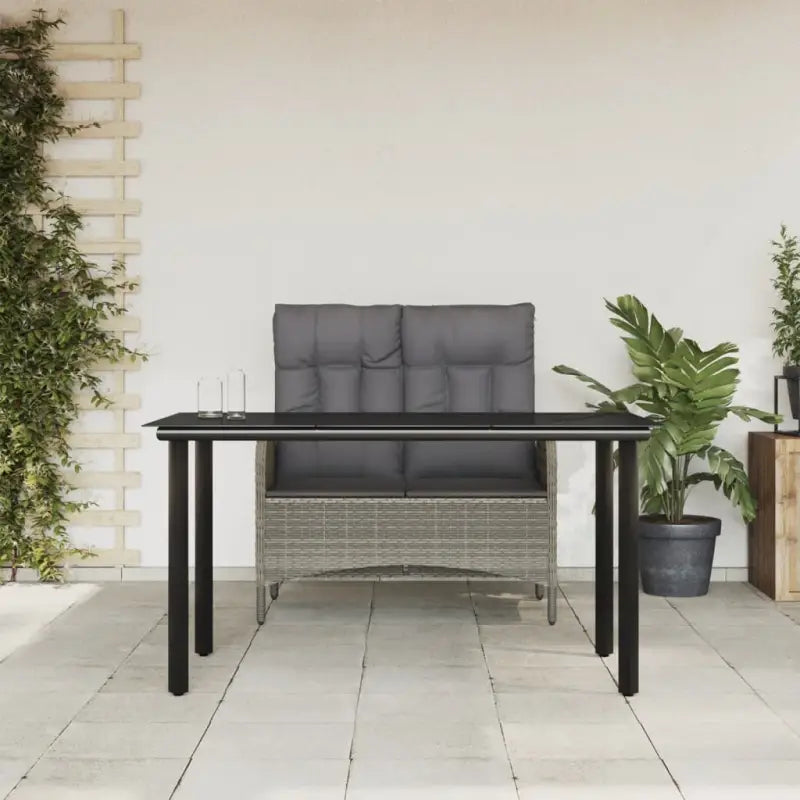 Tuinset met poly rattan en gepoedercoat staal voor elegante buitenruimte - 140 cm tafellengte / Bank + Tafel - Tuinsets