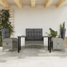 Tuinset met poly rattan en gepoedercoat staal voor elegante buitenruimte - 160 cm tafellengte / Bank + 2x stoel + Tafel