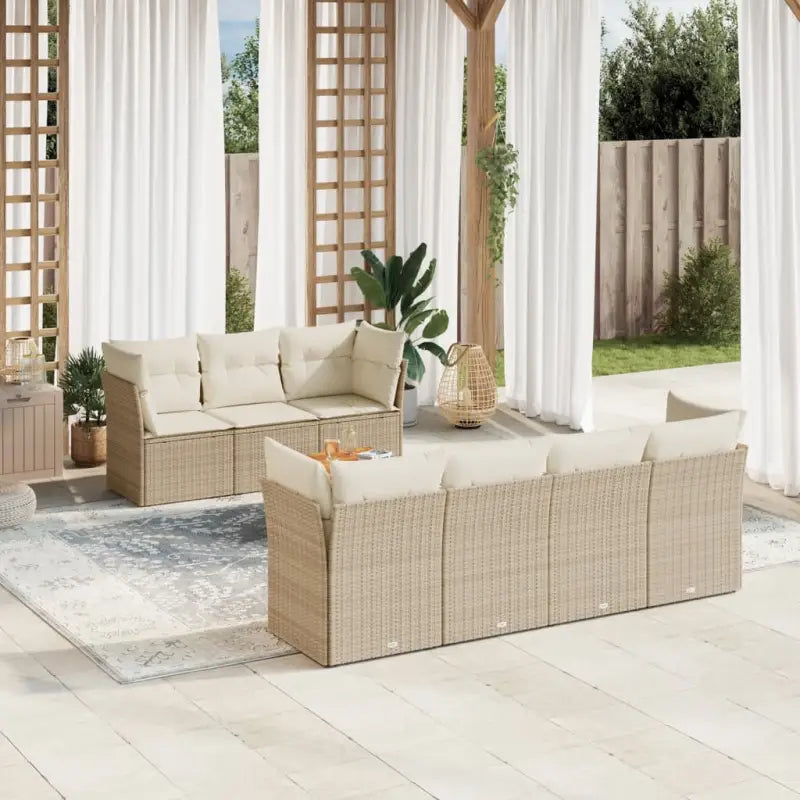 Tuinset met poly rattan en gepoedercoat staal voor ontspannen buitenplezier - Beige / Tafel + 4x hoek + 3x midden