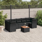Tuinset met poly rattan en gepoedercoat staal voor ontspannen buitenplezier - Zwart / 3x midden + Tafel + 4x hoek