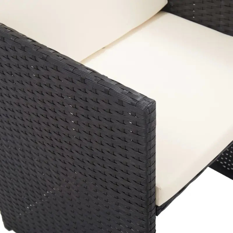 Tuinset met stalen frame en houten blad voor buitengebruik - Zwart en bruin / 10x Fauteuil + 4x voetensteun + Tafel