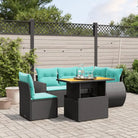 Tuinset met zwart materiaal en gepoedercoat staal afmetingen - Zwart / table + 1x corner + 2x middle - Tuinsets