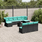 Tuinset met zwart materiaal en gepoedercoat staal voor buitenplezier - Zwart en blauw / Met tafel - Tuinsets