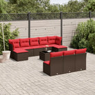 Tuinset met zwart materiaal en gepoedercoat staal voor buitenplezier - Bruin en rood / Met tafel - Tuinsets