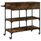 Vintage Keukentrolley van bewerkt hout met veel opbergruimte - Keukentrolleys