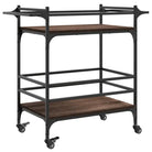 Vintage keukentrolley van bewerkt hout met veel opbergruimte - Keukentrolleys