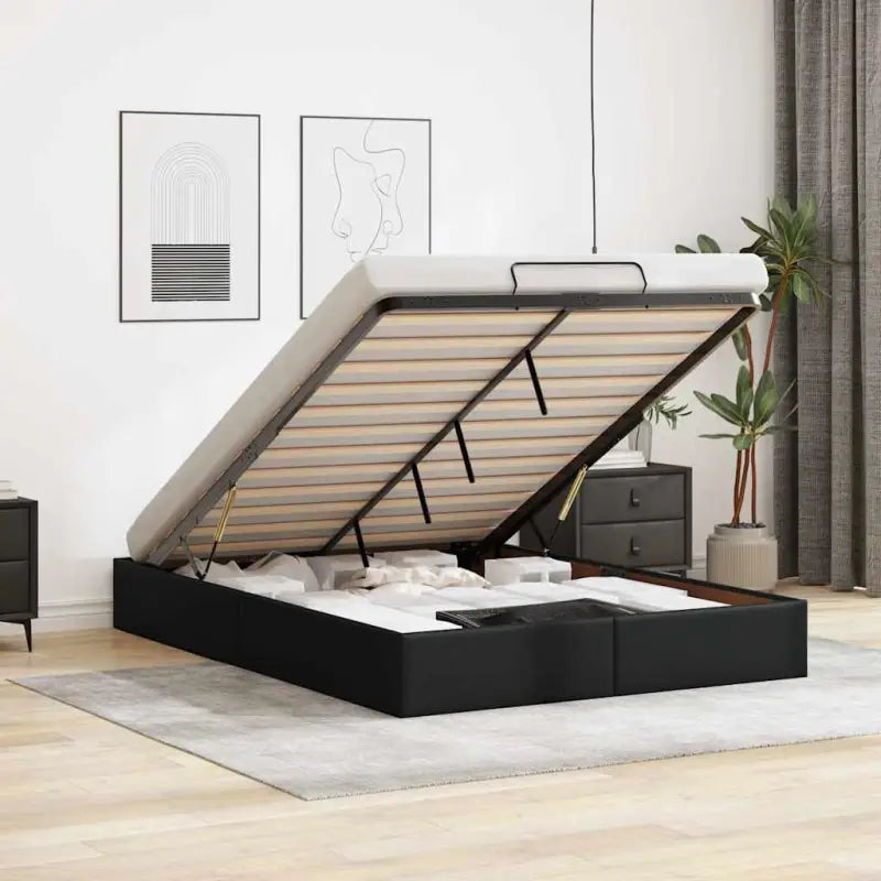 Voetenbank voor bedden en boxspring nodig met opberggemak en comfort - Zwart / 140 x 190 cm - Bedden & bedframes