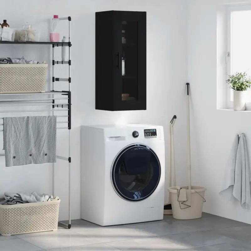 Wandgemonteerde dressoir met bewerkt hout voor een stijlvolle uitstraling - Zwart / 1 - Dressoirs & buffetkasten