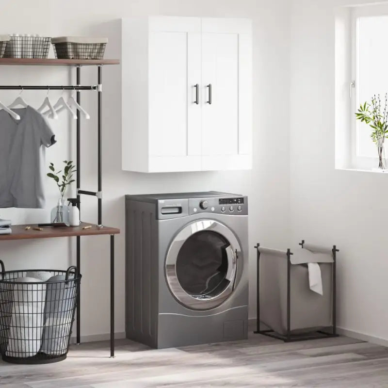 Wandgemonteerde kast van bewerkt hout met elegant en stevig ontwerp - Wit / 1 - Dressoirs & buffetkasten