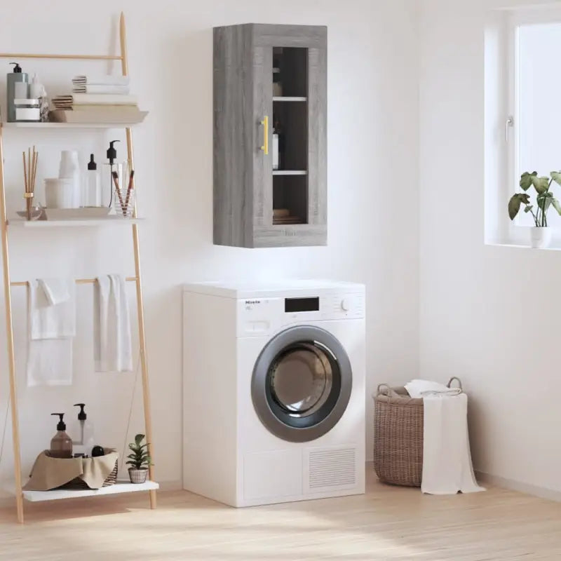 Wandgemonteerde kast van bewerkt hout met tijdloos design - Grijs sonoma / 1 - Dressoirs & buffetkasten