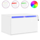 Wandgemonteerde nachtkastje in bewerkt hout met LED-verlichting - Nachtkastjes