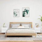 Wandgemonteerde nachtkastjes van bewerkt hout met LED-verlichting - Nachtkastjes