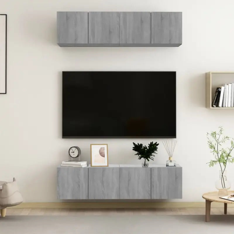 Wandgemonteerde Tv-meubels van bewerkt hout met strak ontwerp - Grijs sonoma / 4 / 60 cm - Tv-meubels