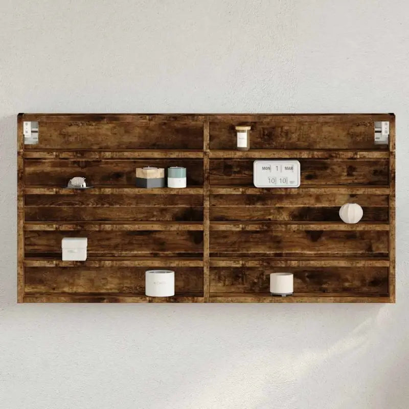 Wandplank van bewerkt hout in grijs sonoma voor modern interieur - Gerookt eiken / 100 x 8.5 x 50 cm / 1 - Wandplanken