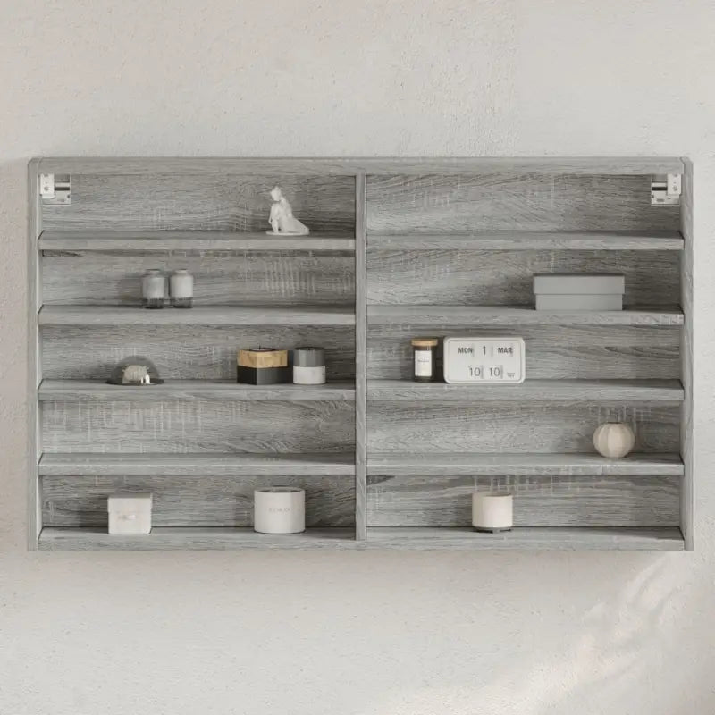 Wandplank van bewerkt hout in grijs sonoma voor modern interieur - Grijs sonoma / 100 x 15 x 58 cm / 1 - Wandplanken