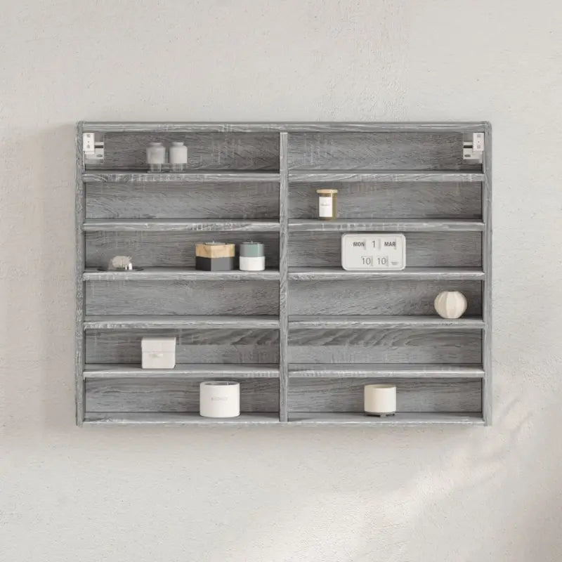 Wandplank van bewerkt hout in grijs sonoma voor modern interieur - Grijs sonoma / 80 x 8.5 x 58 cm / 1 - Wandplanken