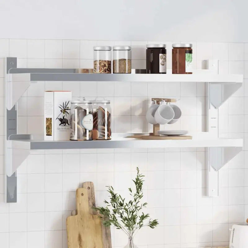 Wandplanken met verhoogde randen van roestvrijstaal for een duurzaam ontwerp - 100 x 23.5 x 60 cm / 1 - Wandplanken