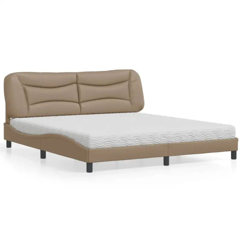 Wit materiaal bed met multiplex lattenbodem en 22d pu-schuim matras - Cappuccino / 180 x 200 cm - Bedden & bedframes