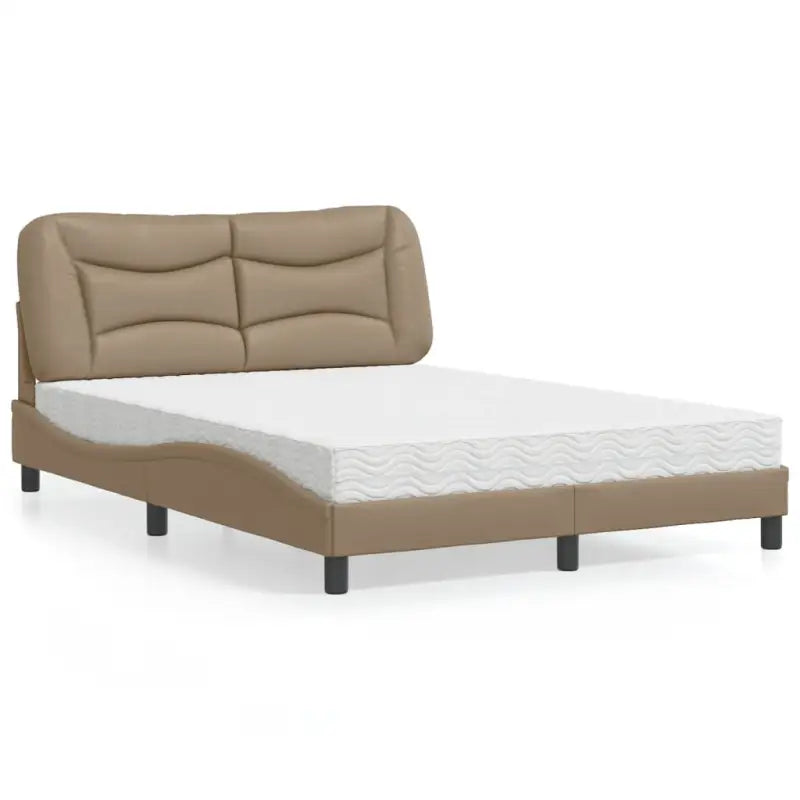 Wit materiaal bed met multiplex lattenbodem en 22d pu-schuim matras - Cappuccino / 120 x 200 cm - Bedden & bedframes