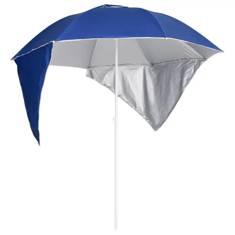 Zilverkleurige coating strandparasol met stalen frame voor UV-bescherming - Blauw / 1 - Parasols en zonneschermen