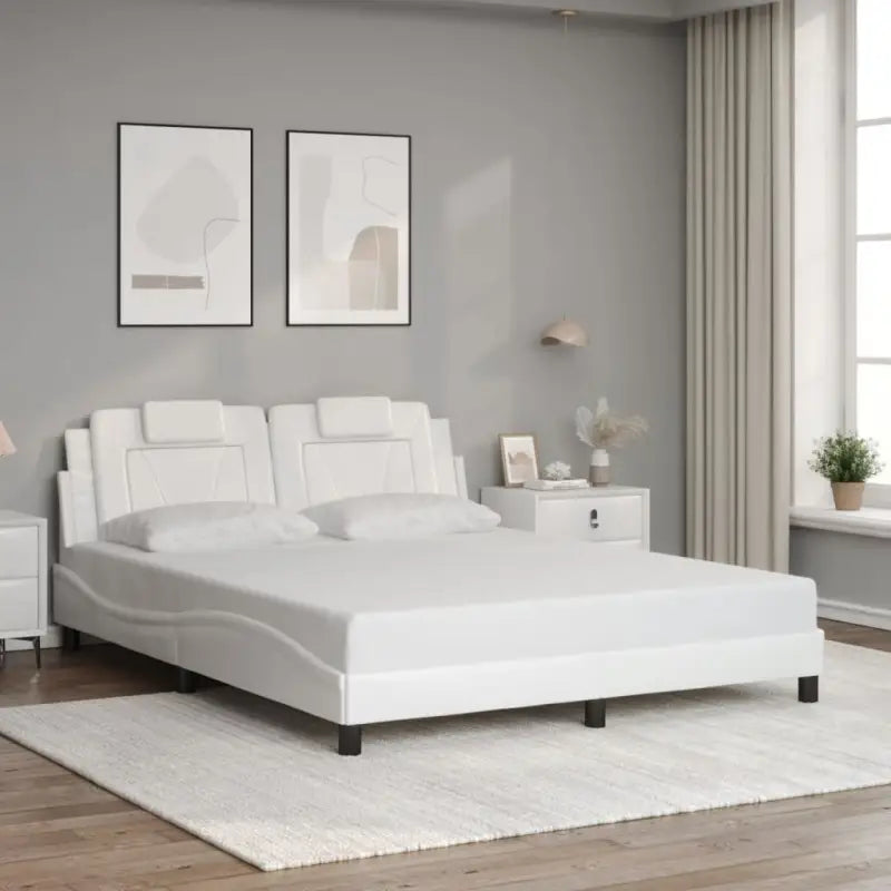 Zwart bedframe met hoofdeinde en multiplex lattenbodem voor comfortabel slapen - Wit / 160 x 200 cm - Bedden & bedframes