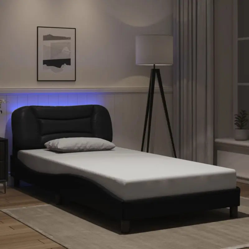Zwart Liedbed met LED-verlichting en multiplex lattenbodem - Zwart / 100 x 200 cm - Bedden & bedframes