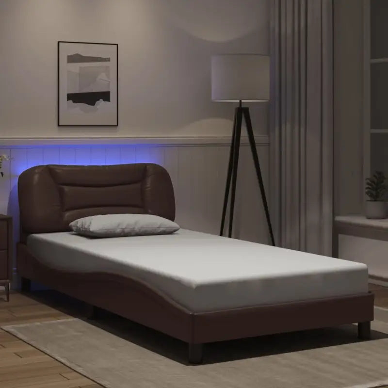 Zwart Liedbed met LED-verlichting en multiplex lattenbodem - Bruin / 100 x 200 cm - Bedden & bedframes