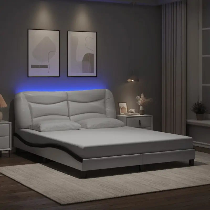 Zwart Liedbed met LED-verlichting en multiplex lattenbodem - Wit en zwart / 160 x 200 cm - Bedden & bedframes