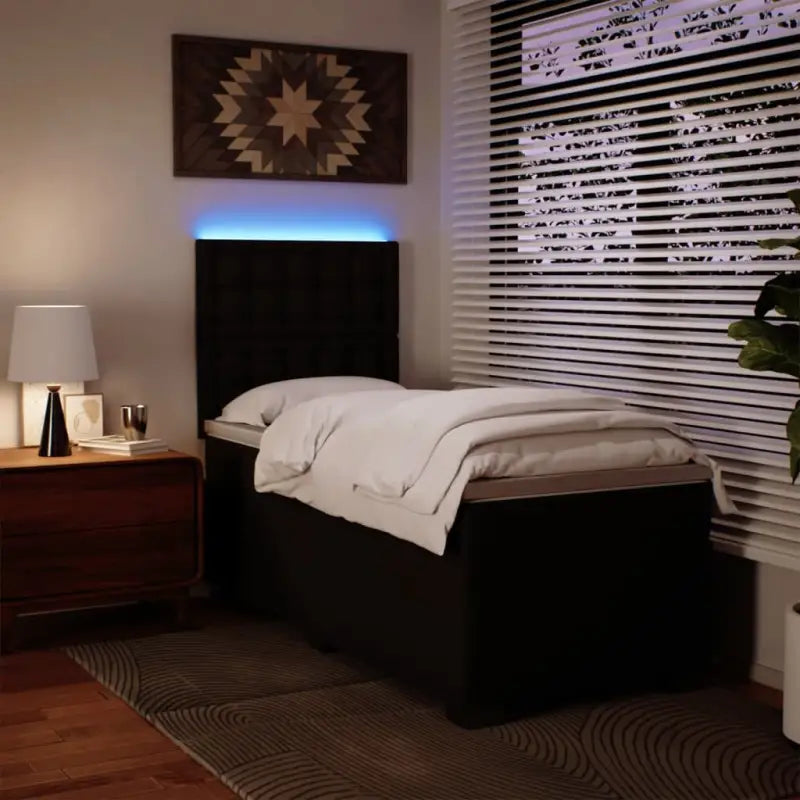 Zwart materiaal boxspringbed met hoogte verstelbaar en schuim afmetingen - enkele maat / knoppwn - Bedden & bedframes