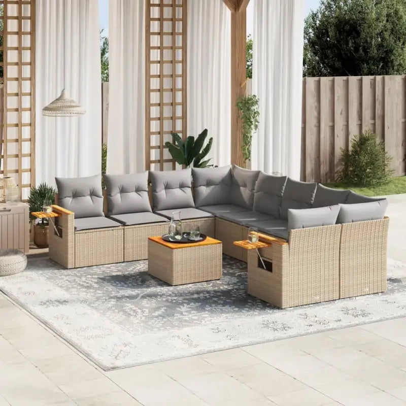 Zwart materiaal loungeset met gepoedercoat staal en comfortabele afmetingen - Beige en grijs - Tuinsets