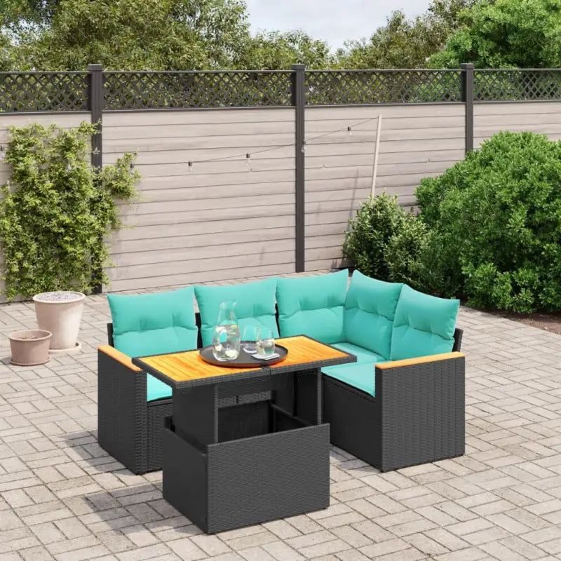 Zwart materiaal loungeset met gepoedercoat staal en comfortabele afmetingen - Zwart / zonder opbergruimte - Tuinsets