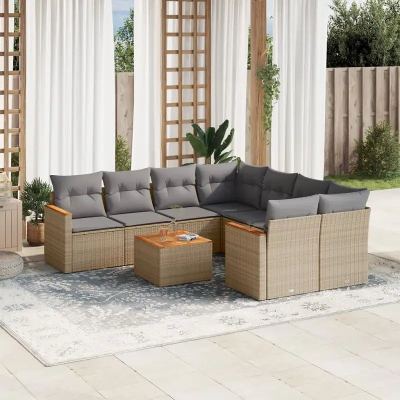 Zwart materiaal loungeset met gepoedercoat staal en ideale afmetingen - Gemengd beige - Tuinsets