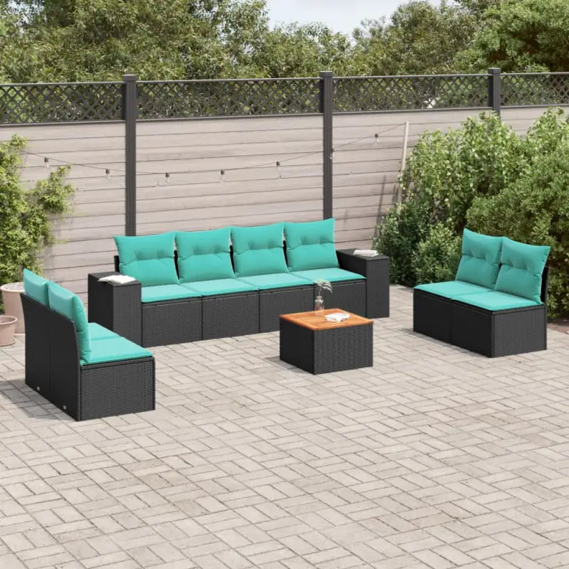 Zwart materiaal loungeset met gepoedercoat staal en ruime afmetingen - Tuinsets