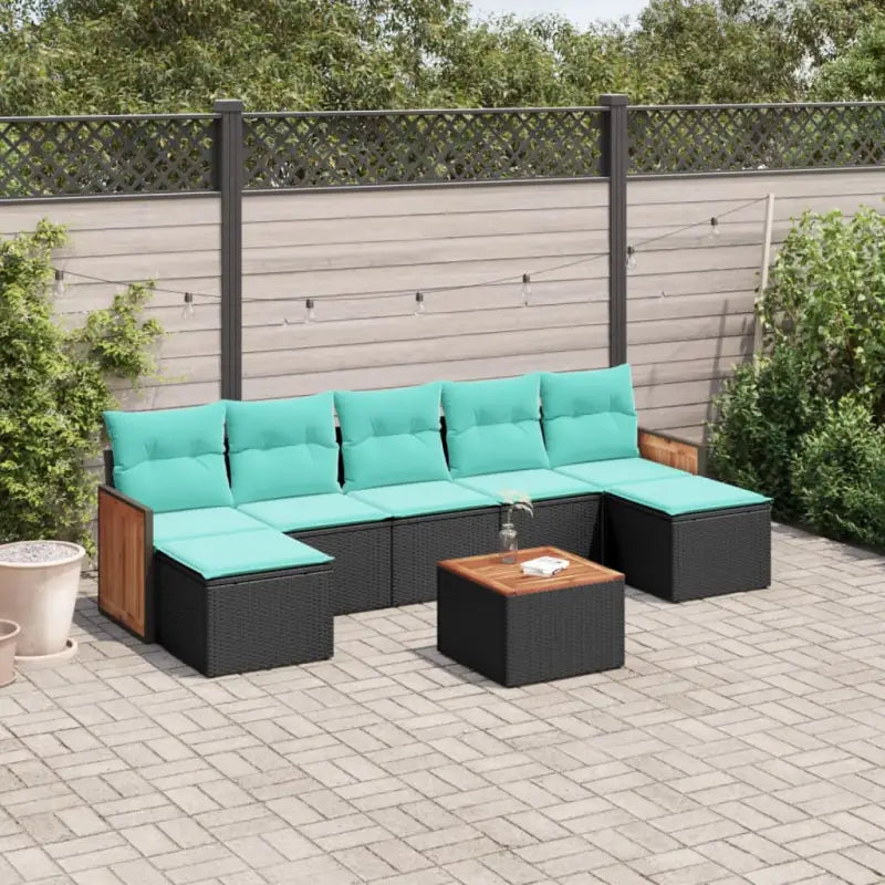 Zwart materiaal loungeset met gepoedercoat staal voor buitenplezier - Zwart / Met tafel - Tuinsets
