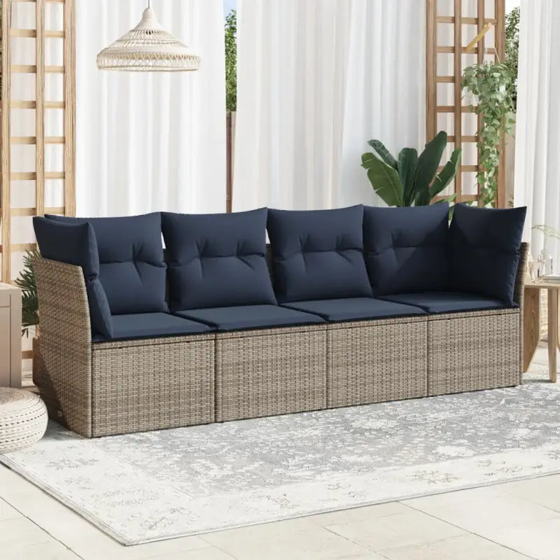 Zwart materiaal loungeset met gepoedercoat staal voor tuin en terras - grijs en marineblauw / Zonder tafel - Tuinsets