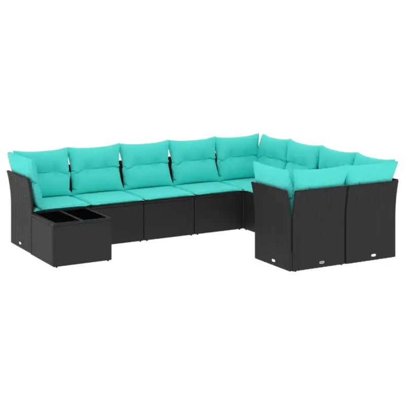 Zwart materiaal loungeset met poly rattan en gepoedercoat staal - Tuinsets