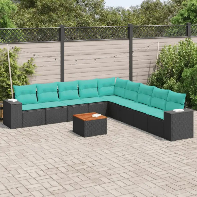 Zwart materiaal loungeset van gepoedercoat staal voor jouw tuin of terras - Zwart en blauw - Tuinsets