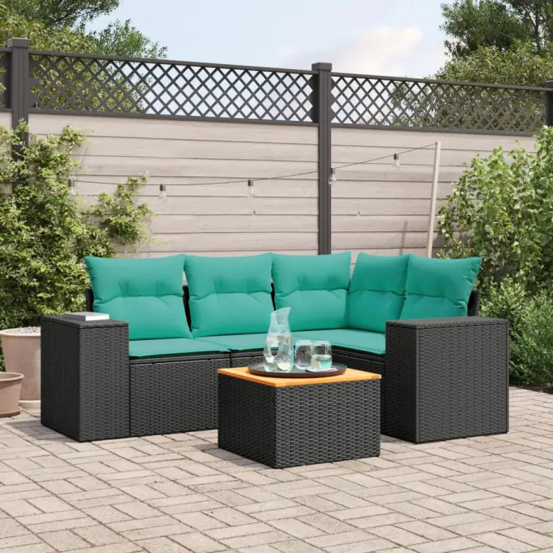 Zwart materiaal loungeset van gepoedercoat staal voor tuin en terras - Zwart en blauw - Tuinsets