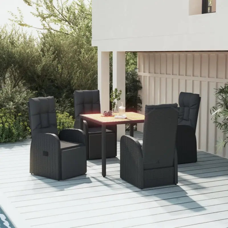 Zwarte tuintafelset met poly rattan materiaal en vulling voor elegant buitenplezier - 90 x 90 x 75 cm - Tuinsets