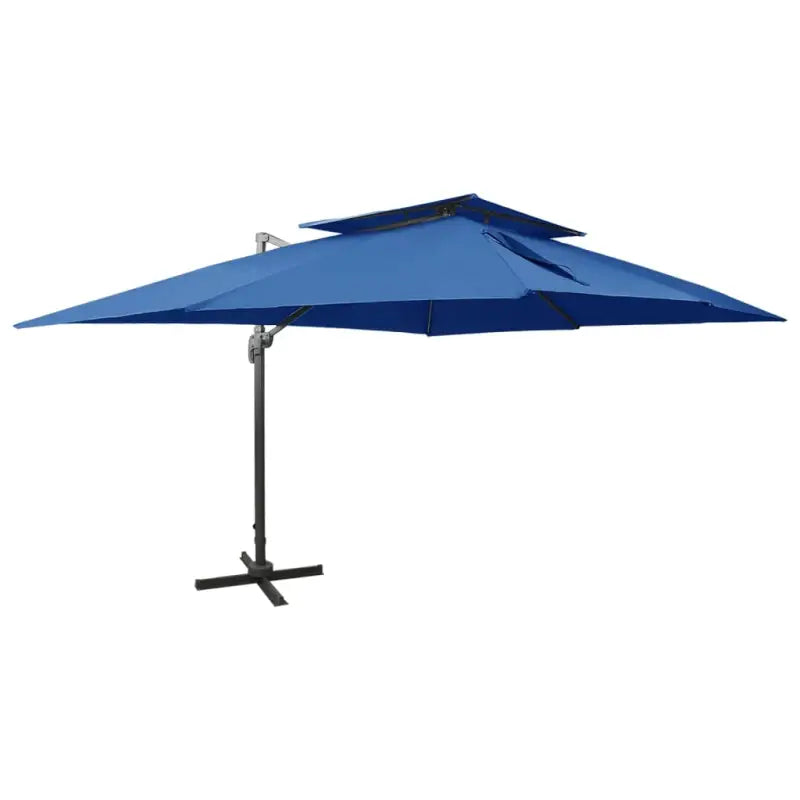 Zweefparasol met dubbel dak voor schaduw en bescherming bij zware regenval - azuurblauw / 300 x 400 cm / 1 - Parasols